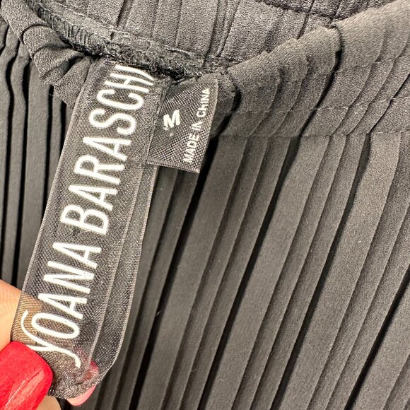 Yoana Baraschi Wide Leg Pleated Solid Black Pants Womens Medium Cropped Pant - Picture 4 of 8